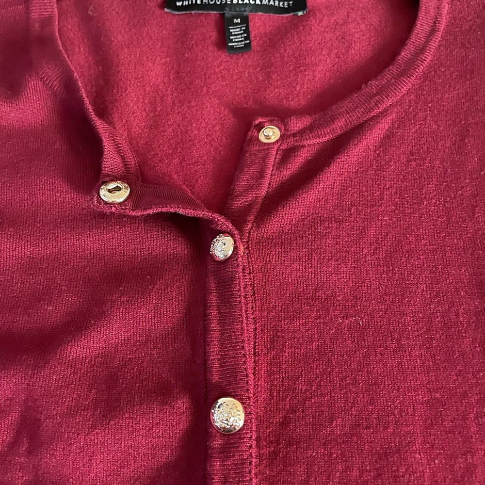 White House Black Market Garnet Color Cardigan-Size Medium - Picture 3 of 3